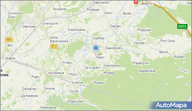 mapa Marki, Marki gmina Baranów Sandomierski na mapie Targeo